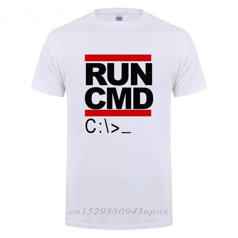 Run Cmd Computer Programmer Tshirts Funny Birthday Gift For Man Boyfriend Husband Summer 2023 Short Sleeve Cotton T-Shirt