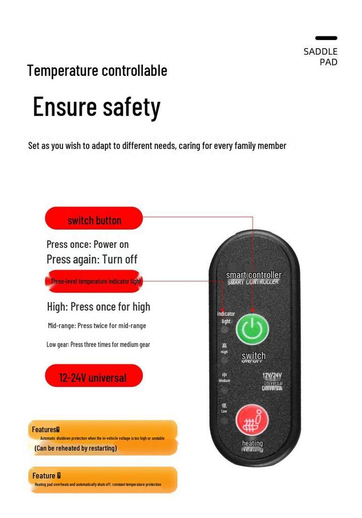 Heated Graphene Car Seat Cushion - Thick Plush Non-slip Warm Winter Backrest