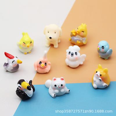 Niedliche Simulation Mini Tier Papagei Vogel Welpe Cartoon Puppe Modell Mikrolandschaft Miniatur Ornament Puppe