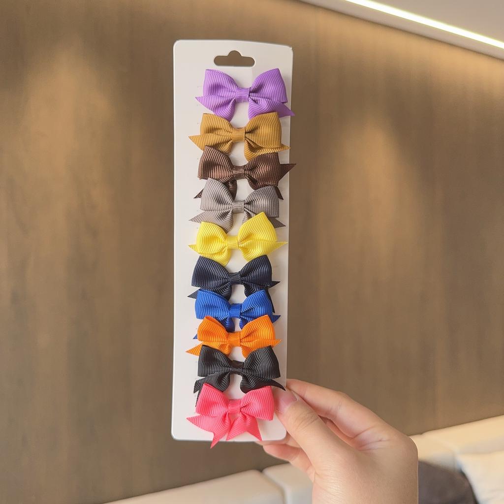 10Pcs/Set New Solid Color Ribbon Kids Bows Hair Clips for Baby Girls Handmade Bowknot Hairpin MiNi Barrettes Hair Accessories