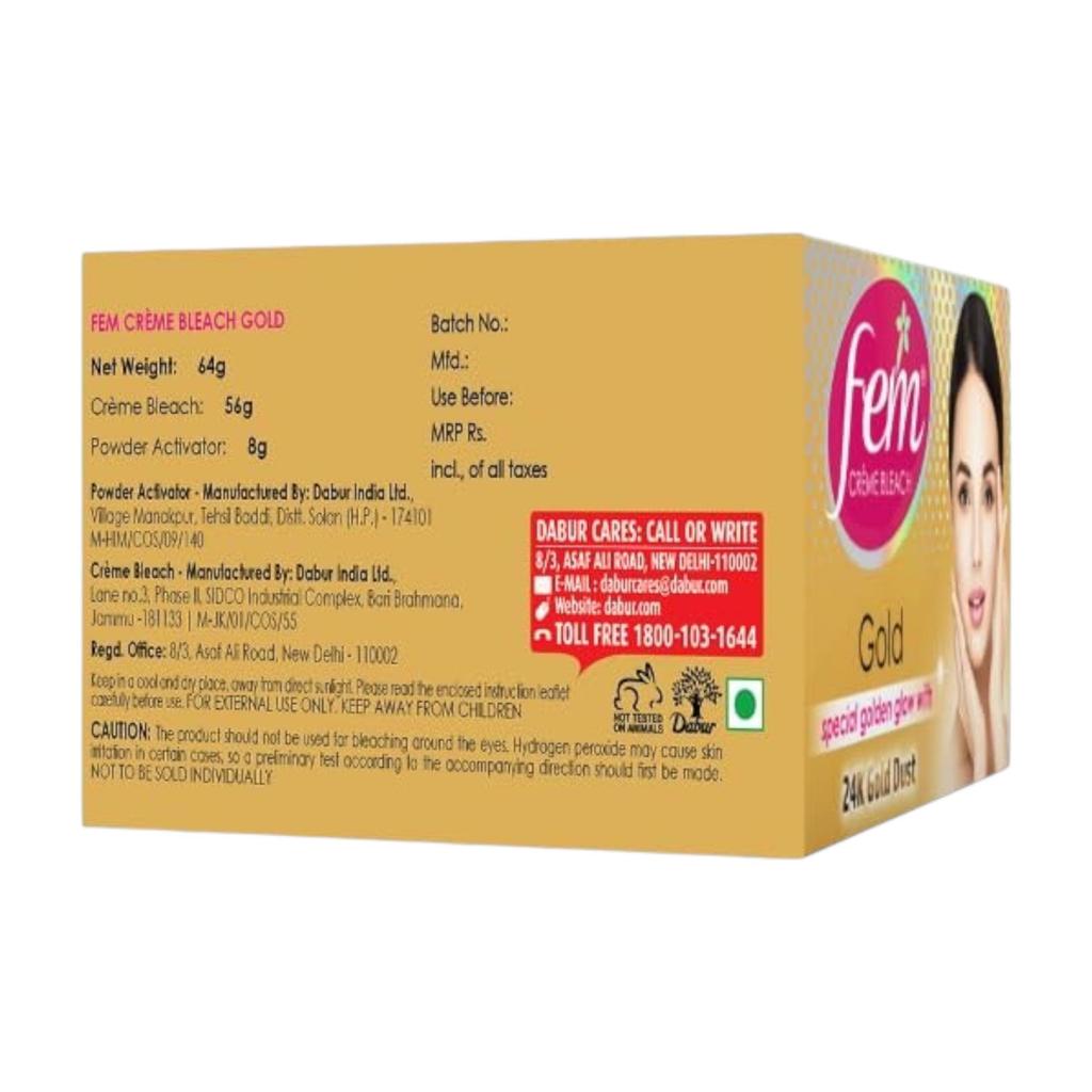 Fem Fairness Naturals Gold Skin Bleach Cream 64g For Radiant Even Tone Glow
