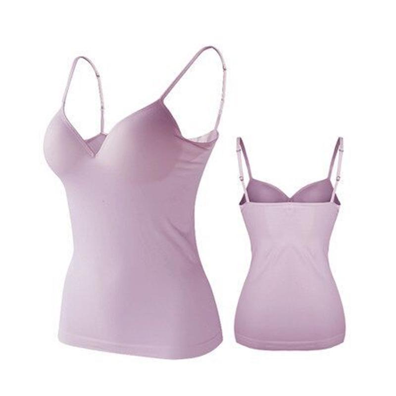 Women's Tank Top with Chest Pad All-in-one Vest No Underwire Free Bra Suspender Vest Female