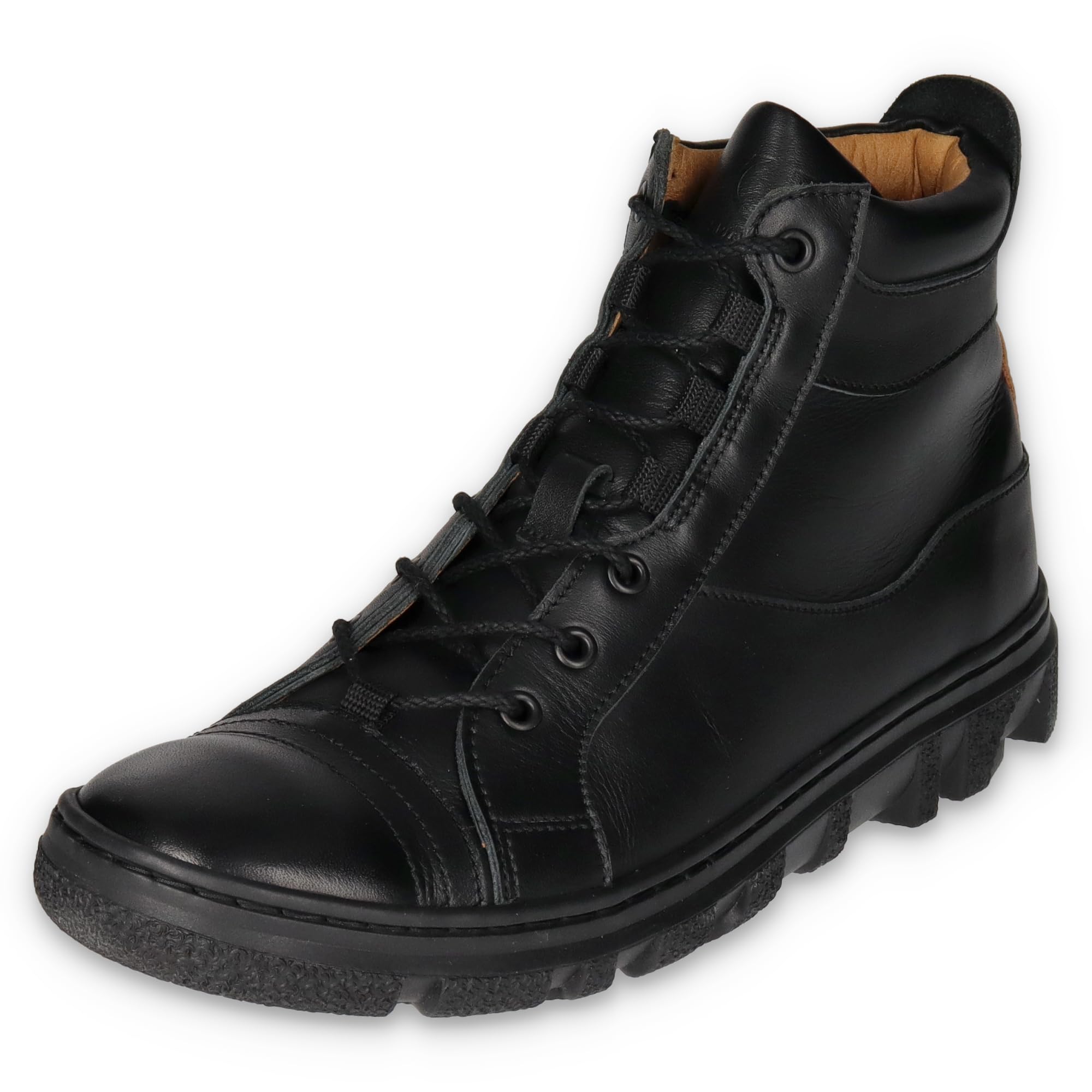 

Black Natural Leather Sneakers Rubber Sole Cup Insole High Cut Shoes L [Spingle] SP-6413 (Men s) (05) Water-Repellent (Black (26.5cm)) чорний