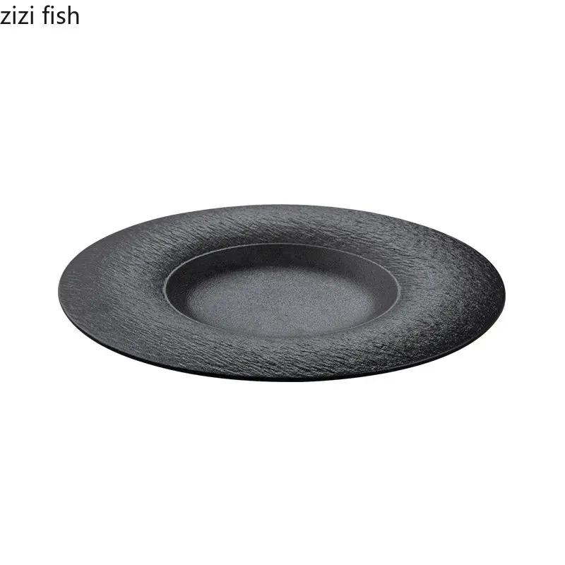 Matte Stone Pattern Plate Ceramic Shallow Plate Sushi Dish Dessert Dish Steak Plates Salad Plate Artistic Conception Tableware
