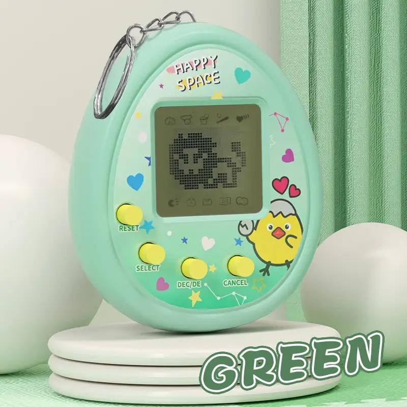 Cute Cartoon Handheld Virtual Pet Game Console With Keychain Portable Mini Electronic Pet Raising Machine Battery Powered