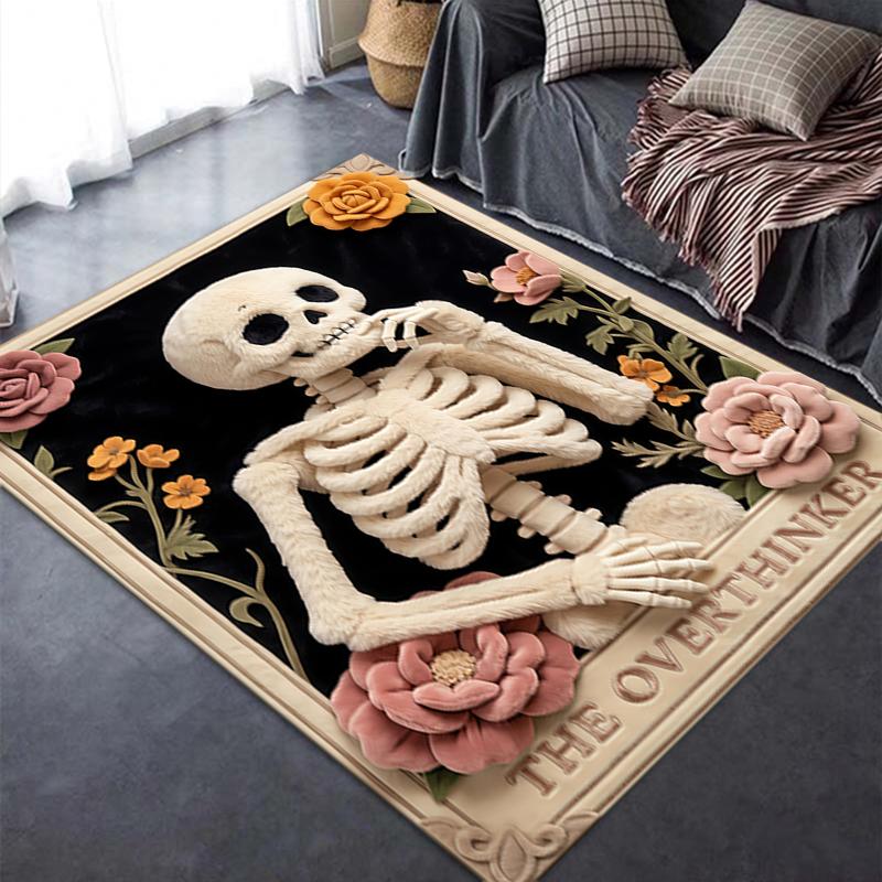 2025 Neuer Denker Totenkopf Teppich für Wohnzimmer Schlafzimmer Zuhause Sofa Dekoration, Kinder Spiel rutschfeste Fußmatte