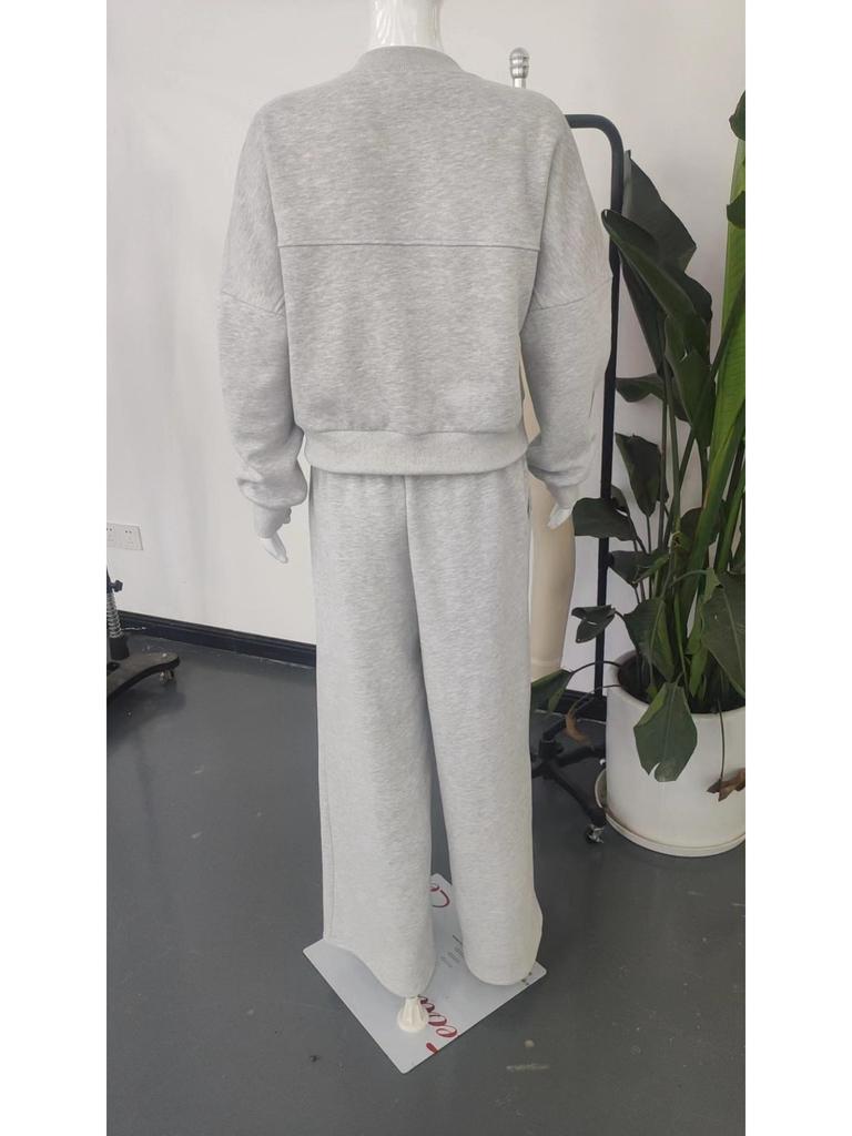 Spring & Autumn 2025 Slim Zip Cardigan Elastic Two-Piece Set for Women - Trendy European & American Style