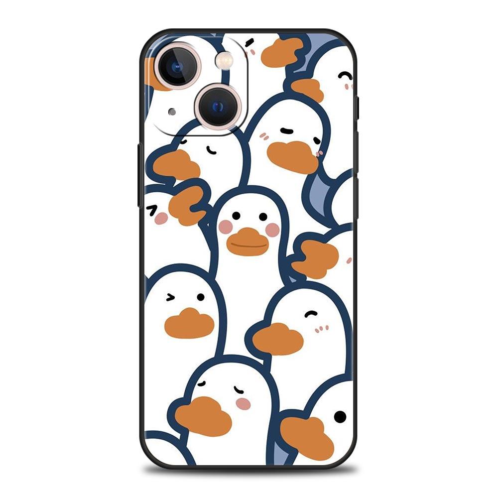 Luxus-Telefon-Kasten für iPhone 15 14 11 Pro Max 13 12 XS X XR SE3 7 8 Plus Stoßfest Cartoon süße Gans Ente Spiel Abdeckung