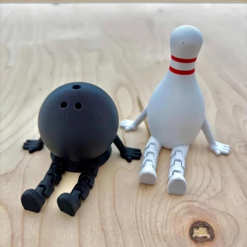 Sports Ball Figurine Collection,Miniatures Ball Sports Set with Articulated Leg, Funny 3D Printed Golf,Basketball,Soccer Desktop Decor,Office Desk