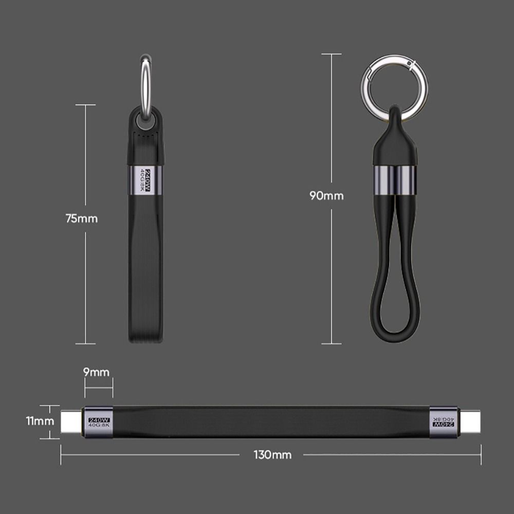 Silicone USB Cable Keychain High-Speed Transfer 40Gbps Data Cable 240W USB C Cable Universal