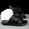Men's Summer Genuine Leather Sandals Slippers Men Slippers Adult Thick-soled Beach Shoes Non-slip Leather Sandal Zapatos Hombre