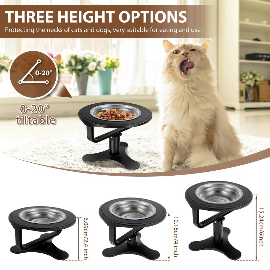Cat Bowl Stand with Bowl Height Adjustable Pe Food Stand Tilted Elevated Dog Drink water Bowl Nonslip Oblique Neck Protection