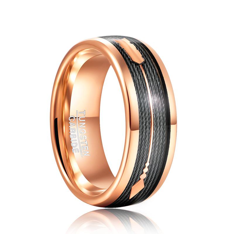 

8MM Two-Tone Rose Gold Men s Tungsten Steel Ring, US Size Size 9 розового золота