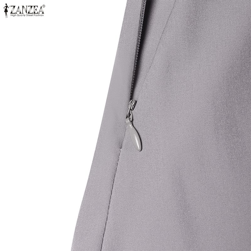 ZANZEA Women Casual Solid Color High Waist Wide Leg Pants