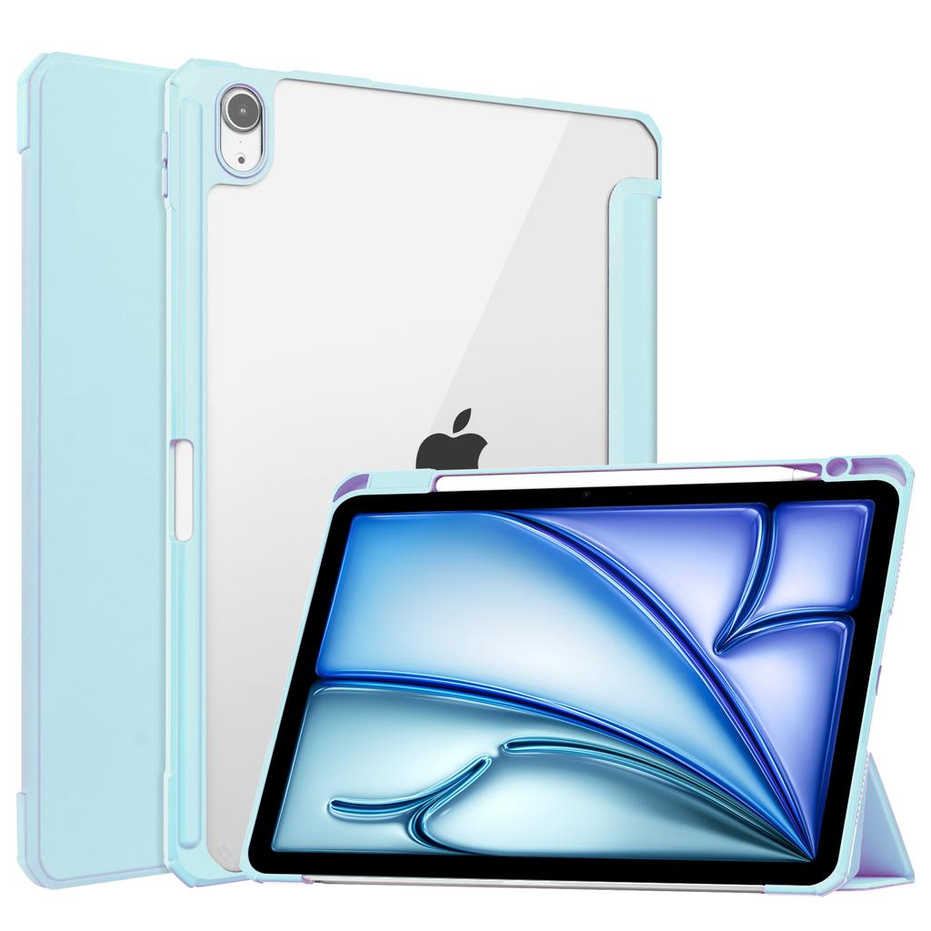 For iPad Air 11 (2025)/(2024) Case Clear Acrylic Leather Tablet Cover Support Auto Sleep/Wake