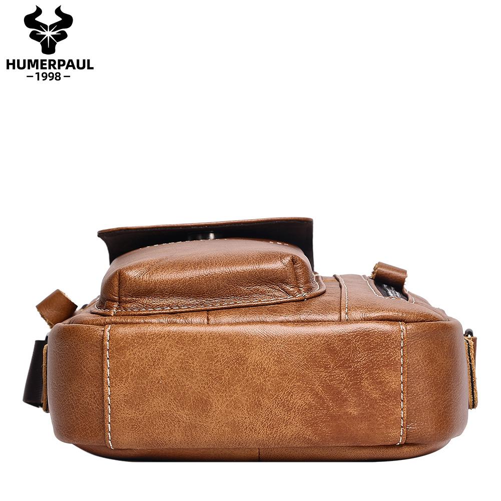 Humerpaul Men Leather Messenger Bag Multifunctional Shoulder Bag Handbag Briefcase Travel Backpack