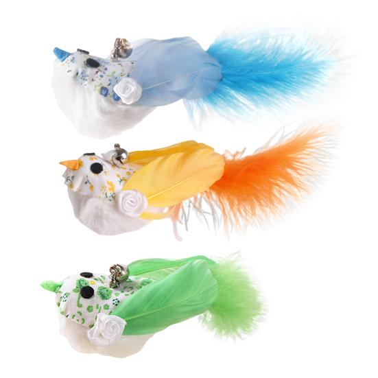 Cat Feather Toy Refill Simulation Birds Cat Lures Wand Attachment Interactive Wand Replacement Feather Toy for Indoor Cats