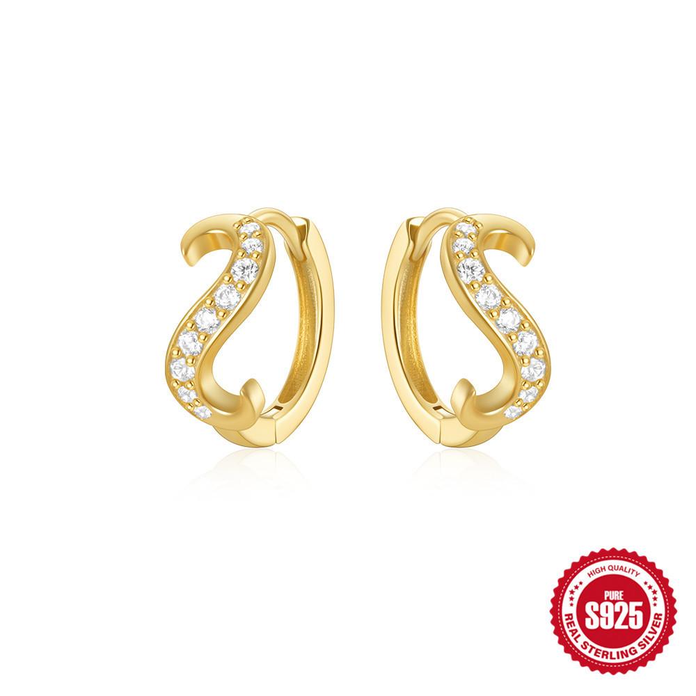 Fashion S925 Sterling Silver Water Drop Diamond Set Daily Wear Simple Twist Diamond Earrings Earrings Earrings Women