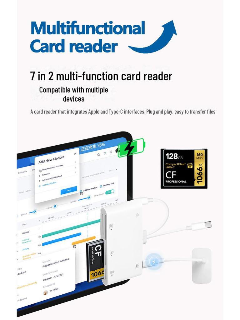 Apple Typ-C Multi-Kartenleser: XD, MS, CF, TF, SD, USB und Festplattenerweiterung für mobile und Computergeräte