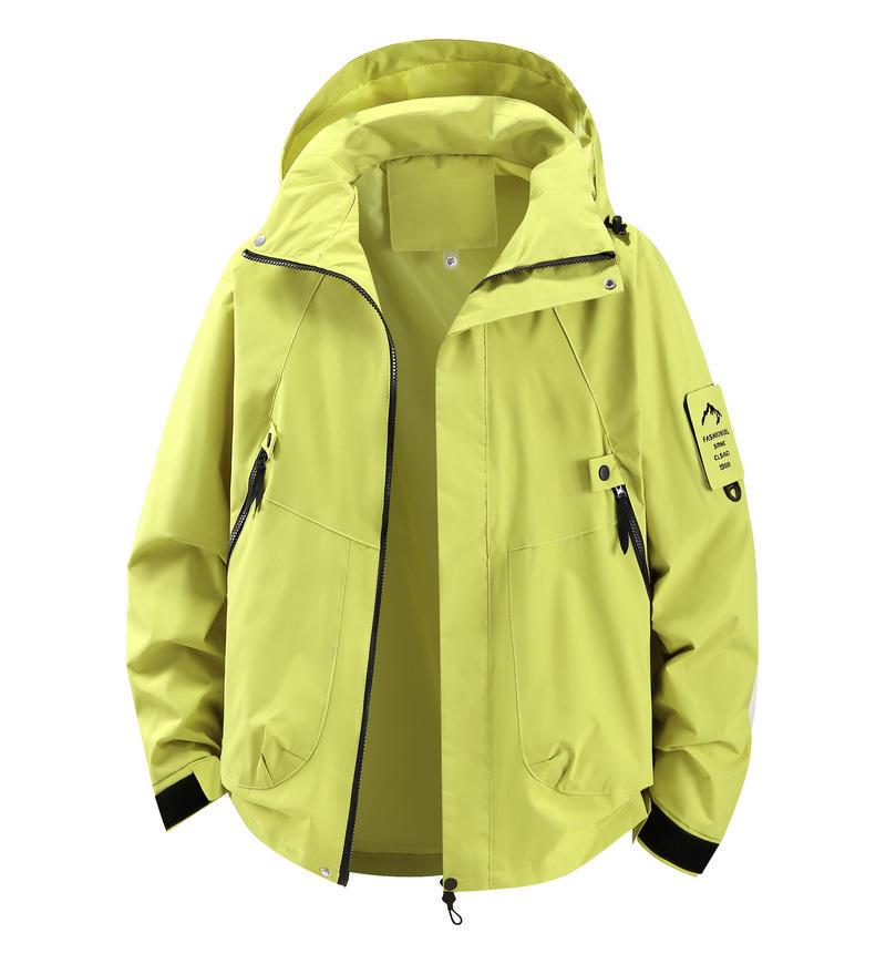 

Couple s Windproof Unisex Outdoor Jacket - Spring/Autumn, Versatile & Stylish with Magic Tape Closure. M фарби люмінесцентні зелений колір