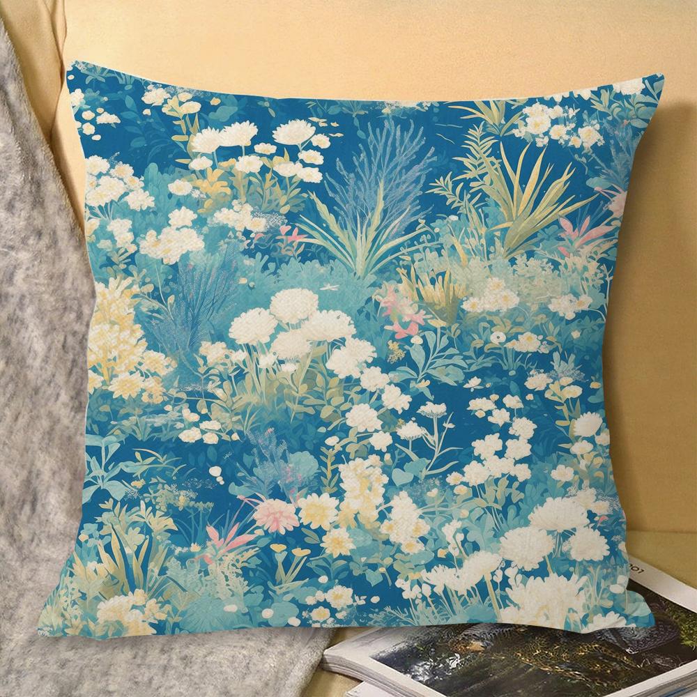 Classic Pattern Cushion Cover Natural Linen Organic Fabric Double-Sided Printing Sofa Home Decor Gift Pillow Cover