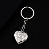 Porte-clés Cœur Rose en Acier Inoxydable Boîte Photo Finition Miroir