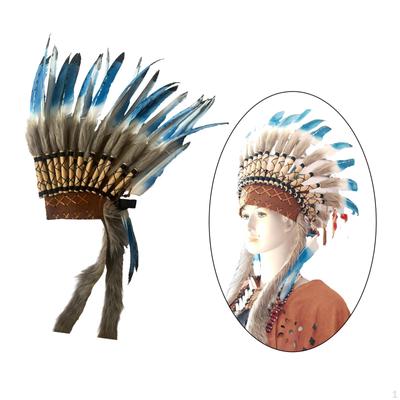 American Chief Indian Native Hat Headwear Costume Men Women Feather Headdress for Festival Carnival