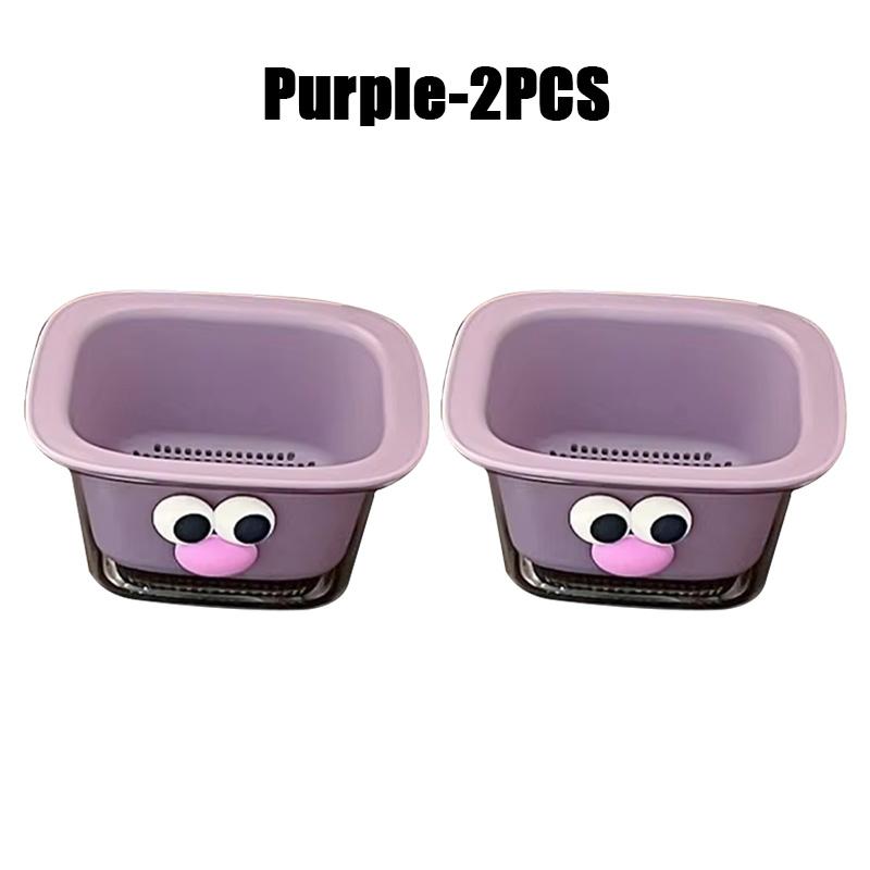 Creative Cute Mini Draining Basket Thickened Double Fruit Basket Cleaning Water Filtration Two-in-one Home Snacks Storage Basket