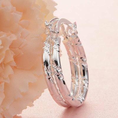 Simple 925 Silver Big Round Hoop Earrings for Women Wedding Jewelry Xmas Gifts