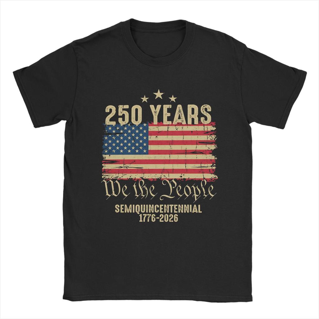 Unisexs TShirts 250 Years American Flag Novelty Pure Cotton Tees Short Sleeve  T Shirt Round Collar Clothes Summer