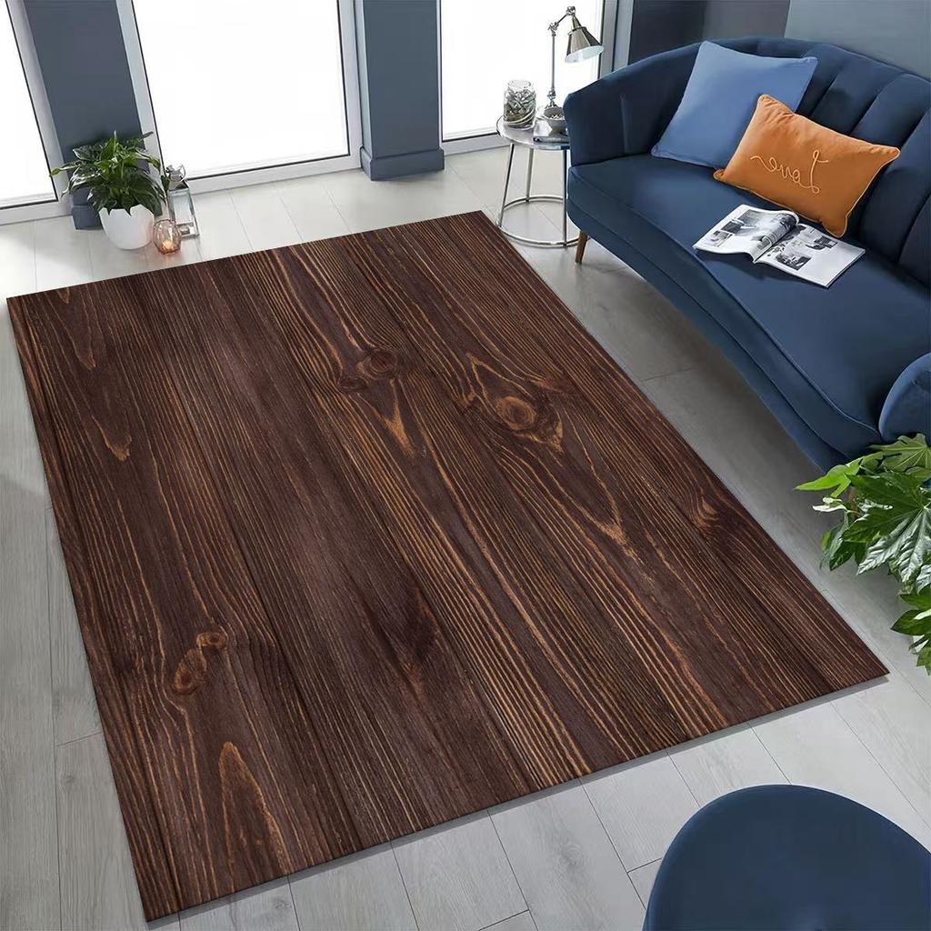Rainbow Retro Wooden Board Black Brown Wood Grain Rug for Bedroom Living Room Sofa Home Doormat Decor,Large Non-slip Floor Mat