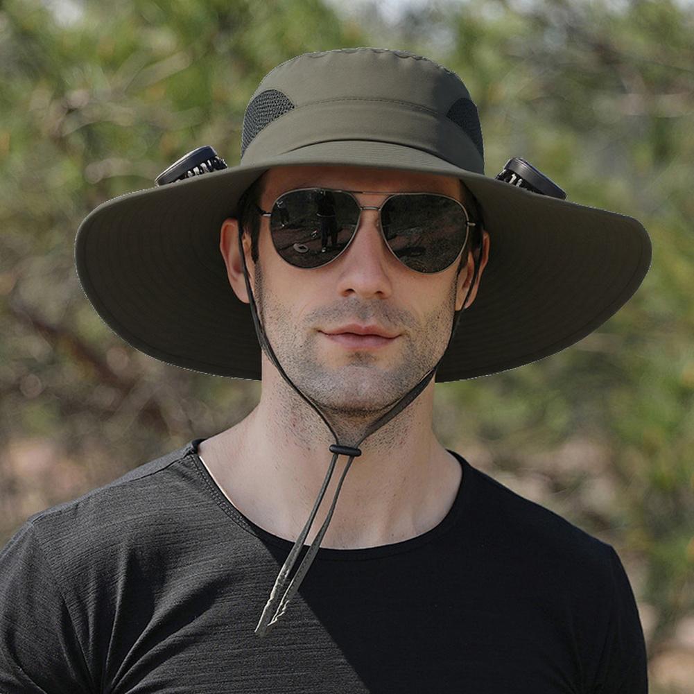 Solar Fan Outdoor Fishing Hat with 2 Solar Fan Fisherman Hat Summer Cap for Men Outdoor Camping Fishing Hiking