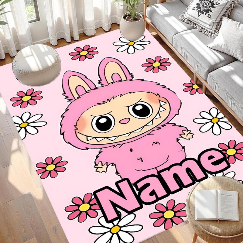 Custom Name Personalized Labubu Print Carpet, Versatile Home Decor Rug, for Playroom, Apartment, Balcony, Entryway, Hallway Gift