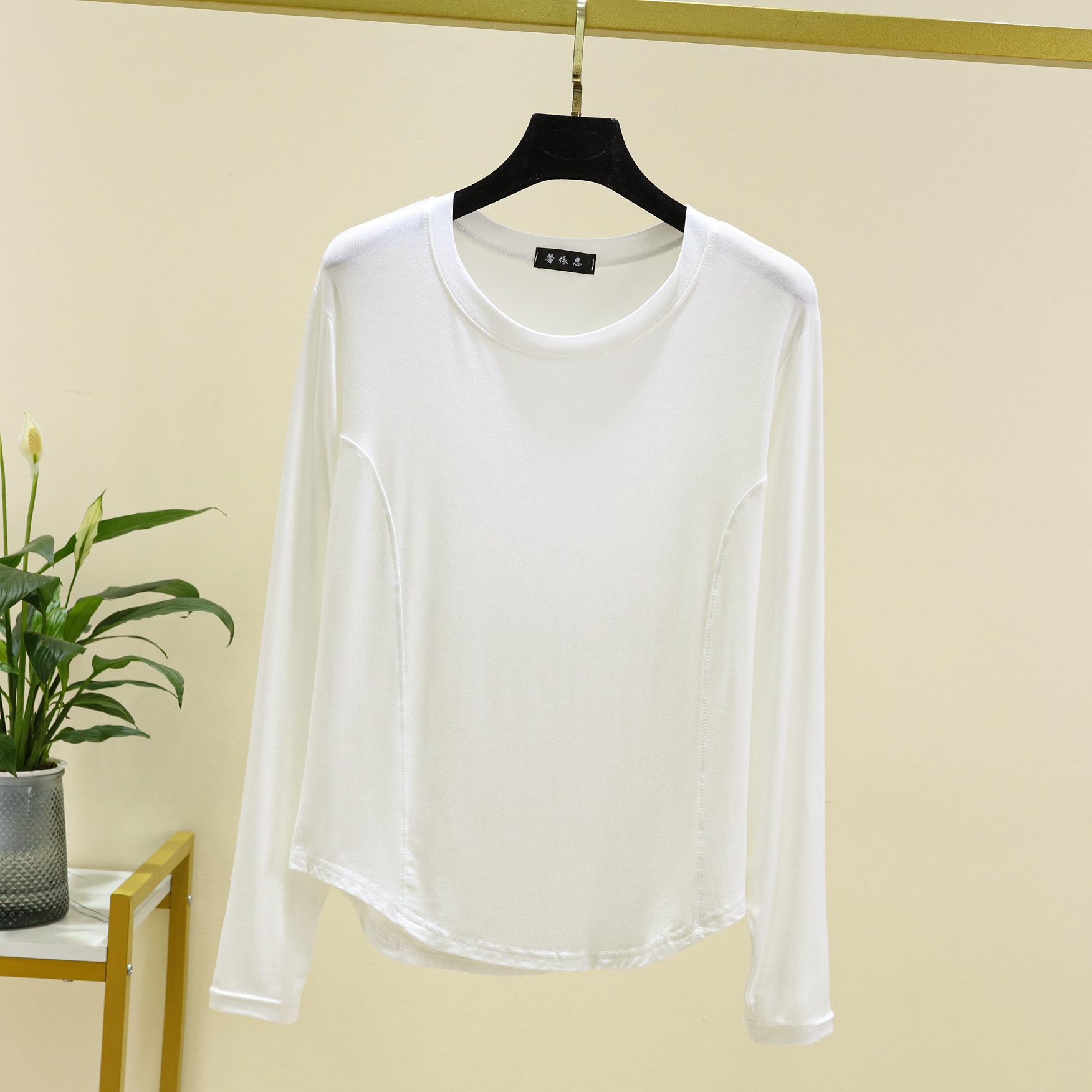 

Весна и осень Новая женская цельная пижама из модала с большим круглым вырезом и длинным рукавом, футболка, тонкий топ с домашней одеждой 3XL