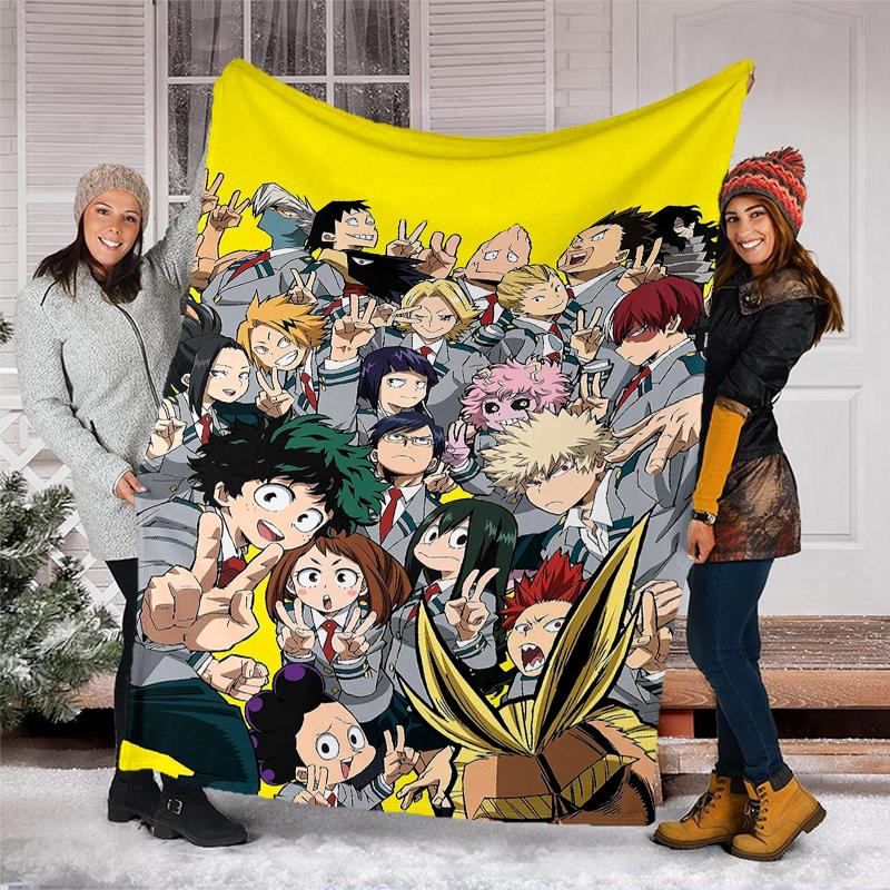 My Hero Academia Theme Printed Blanket - Perfect for Couch, Bed, Travel & Outdoor Use | Machine Washable, Cozy & Durable.