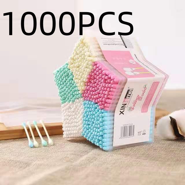 500, 1000, And 2000 Double Headed Colored Bamboo Sticks, Packaged In A Five Pointed Star Box With Pointed Tips, Touch Ups, Makeup Removal Tool