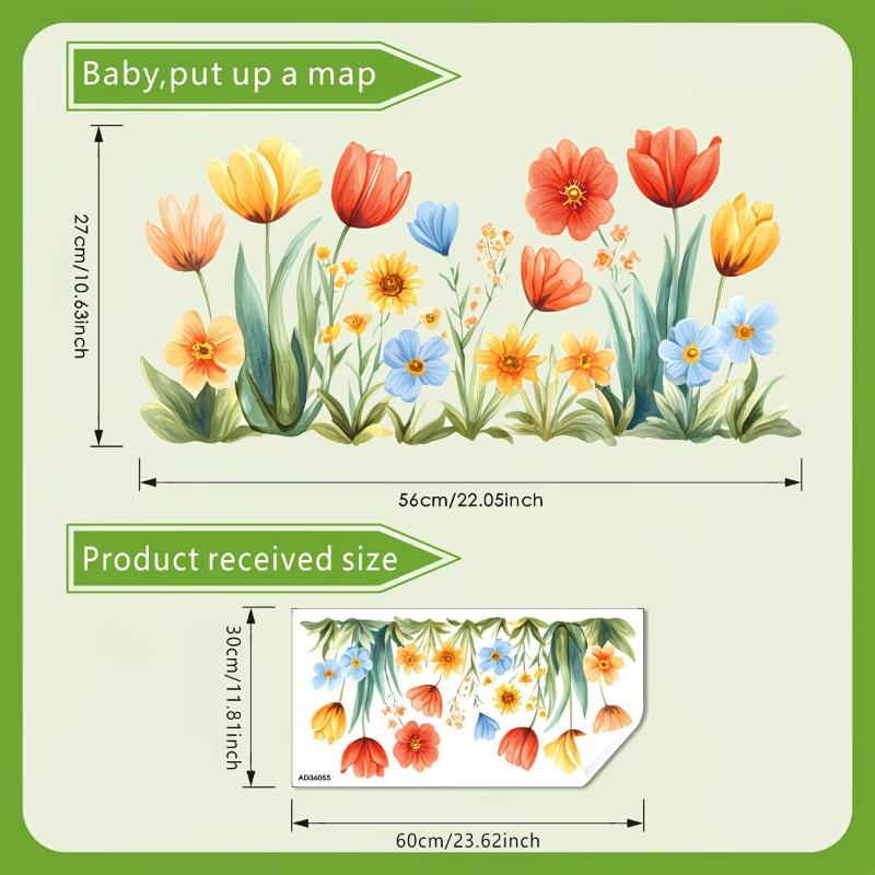 Fresh Floral Wall Sticker Waterproof Removable Peel & Stick Decal for Bathroom Sink Backsplash Home Wall Decor