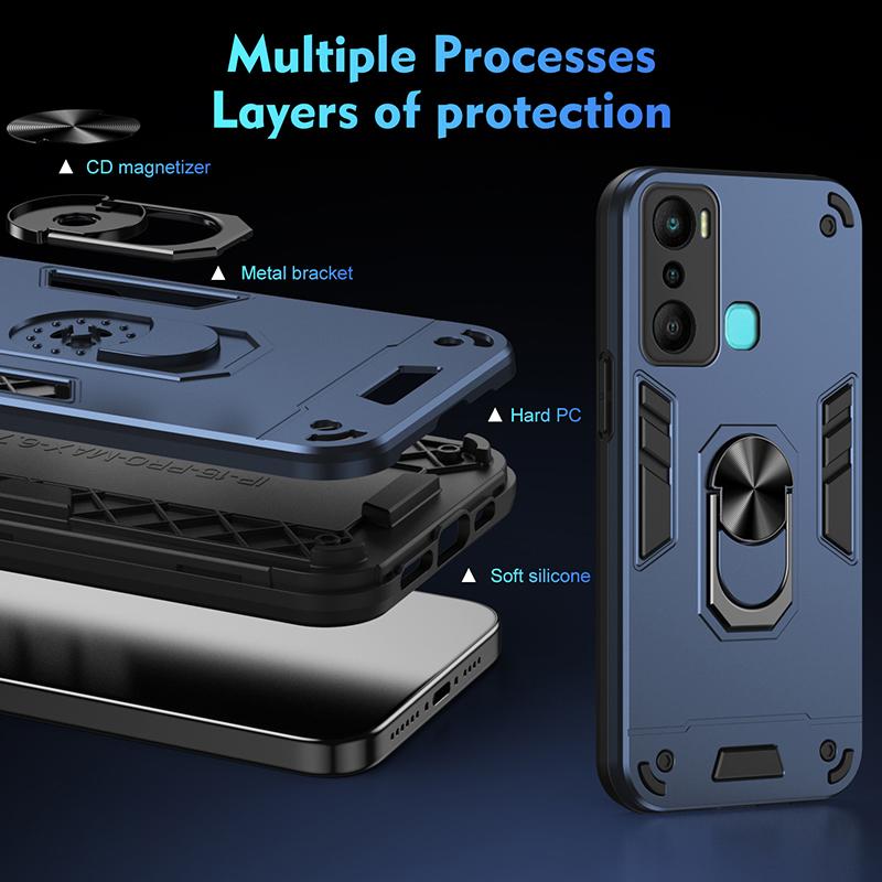 Armor Case For Infinix X6511B X6511 X665E X6831 X6882 Full Body Rugged Protective Car Magnetic Ring Stand Hard Phone Cover