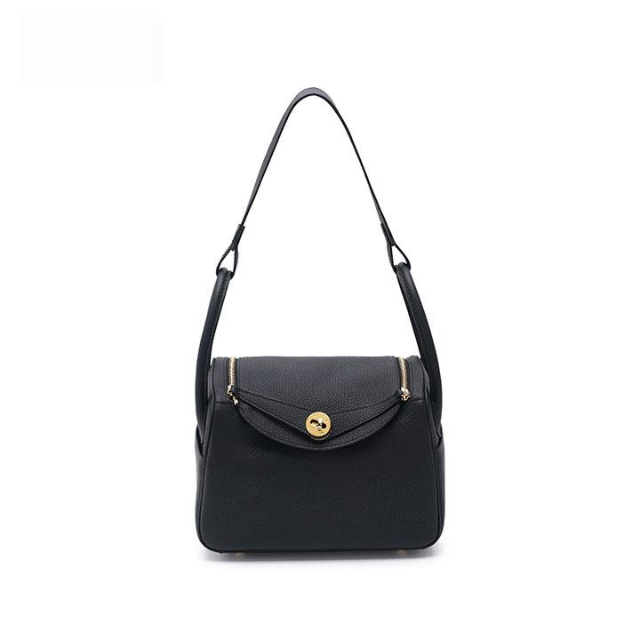 

Женская сумка из натуральной кожи, однотонная, весенняя, высококачественная, вместительная, женская сумка через плечо для поездок на работу 26*14*18cm чёрный