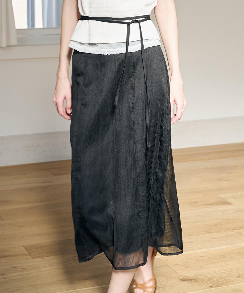 Deuloupisumeon Lacy Layered Long Skirt [Light Beige]