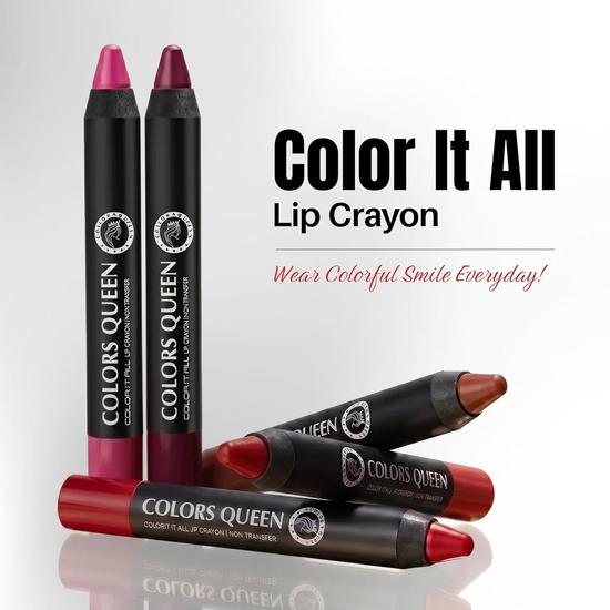 Colors Queen Color It All Long Lasting Crayon Lipstick | Up to 18 Hours Stay| Creamy Matte Finish | Waterproof & Light Weigh (Rich Maroon,3.5g)