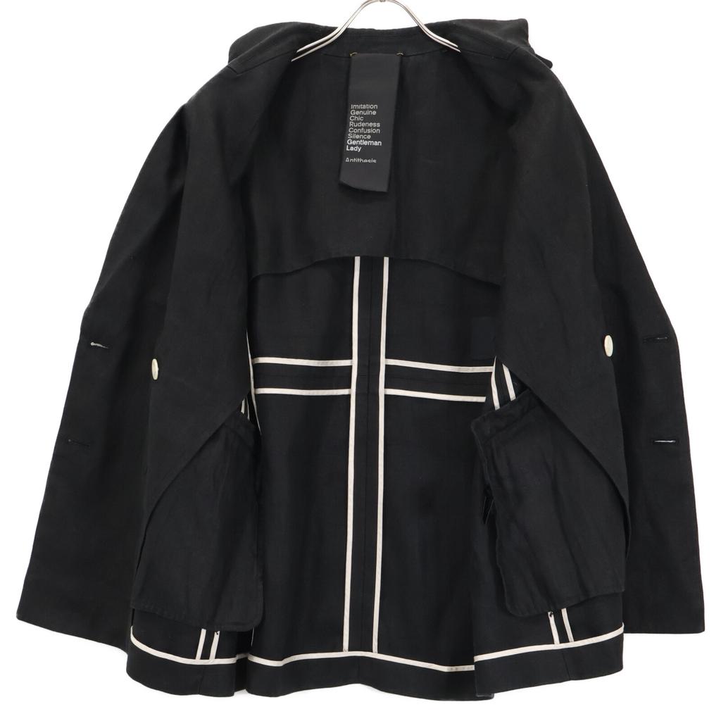 chaos CH007016ER Black Linen Double Breasted 4B Tailored Jacket Jacket F blackUsed