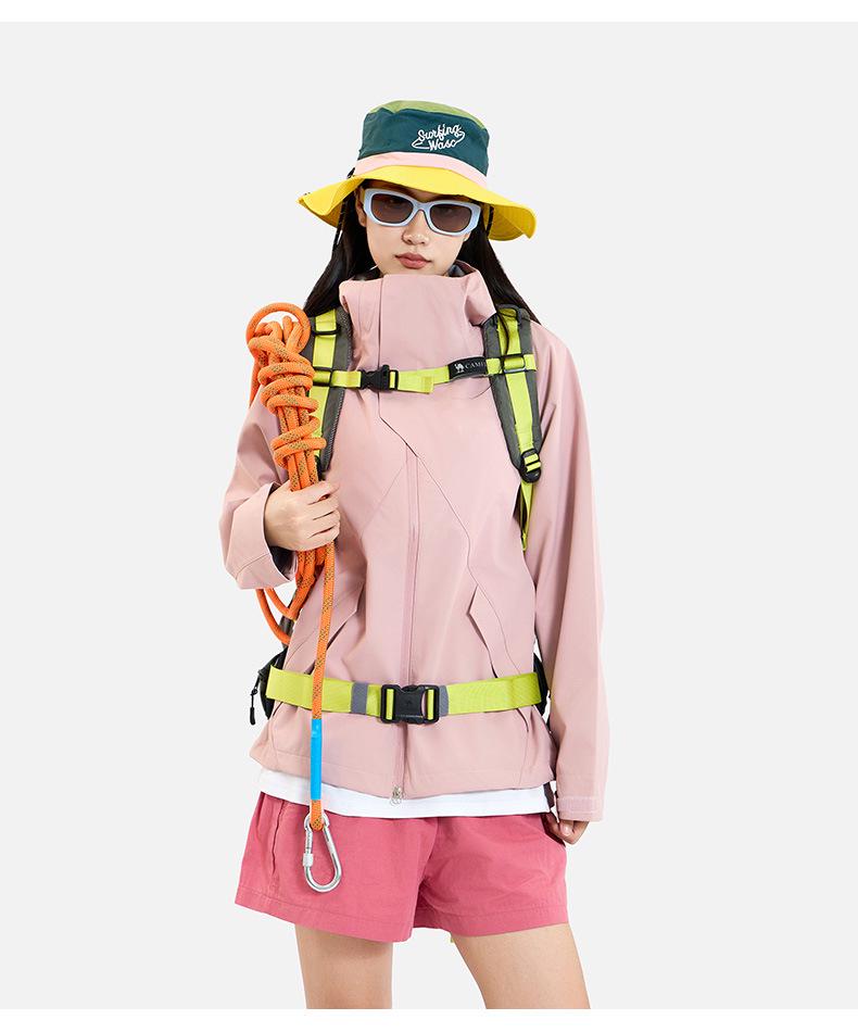 Single-Layer Softshell Hooded Jacket - Windproof, Waterproof, Lightweight, Wear-Resistant Outdoor Coat for Couples