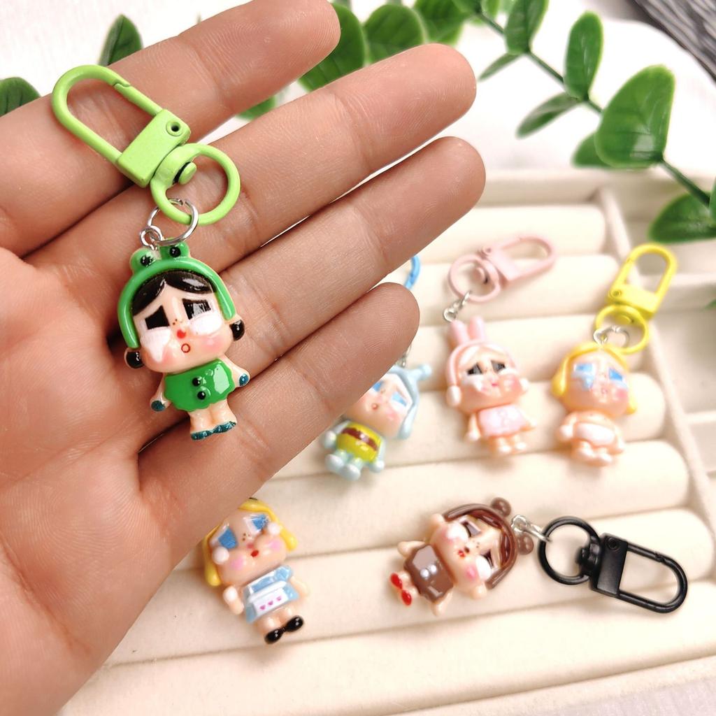 Cute Crying Baby Girl Cure Keychain Mobile Phone Pendant Girl Soft Cute Backpack Jewelry Girlfriend Couple Gift
