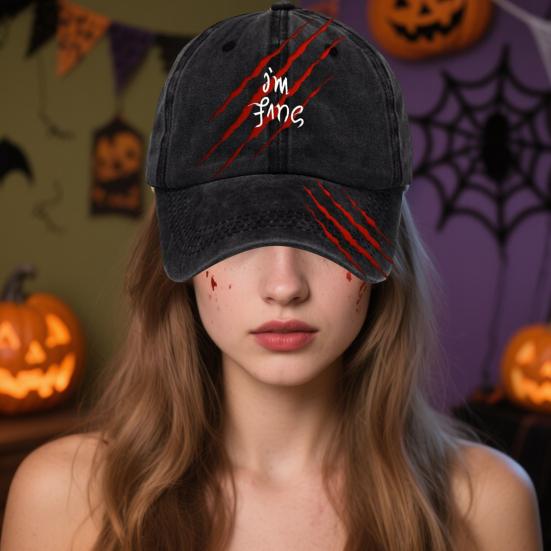 Dark Blood Stain Unisex Baseball Hat Breathable Sun Protection Hat Halloween Style Curved Brim Baseball Hat