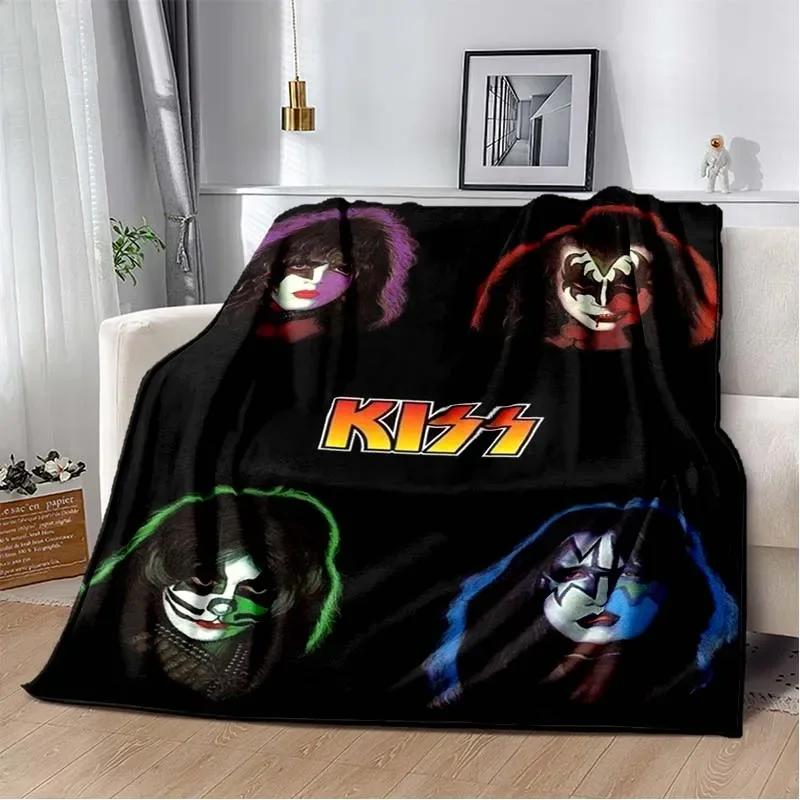 KISS Band Pattern Throw Blanket Light Weight Blanket for Living Room Bedroom Kidsroom Warm Blanket Christmas Gift