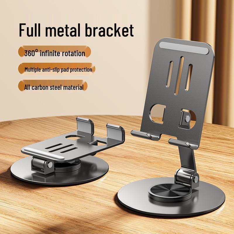 

All-Metal Rotating Phone Holder: Customizable Desk Stand with Logo Option