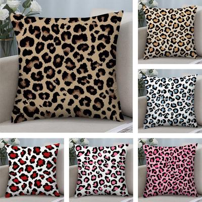 Fashion Luxury Leopard Print Cushion Cover Plush Fabric Soft DoubleSided Printed Sofa Warm Winter Home Child Gift Pillow Case