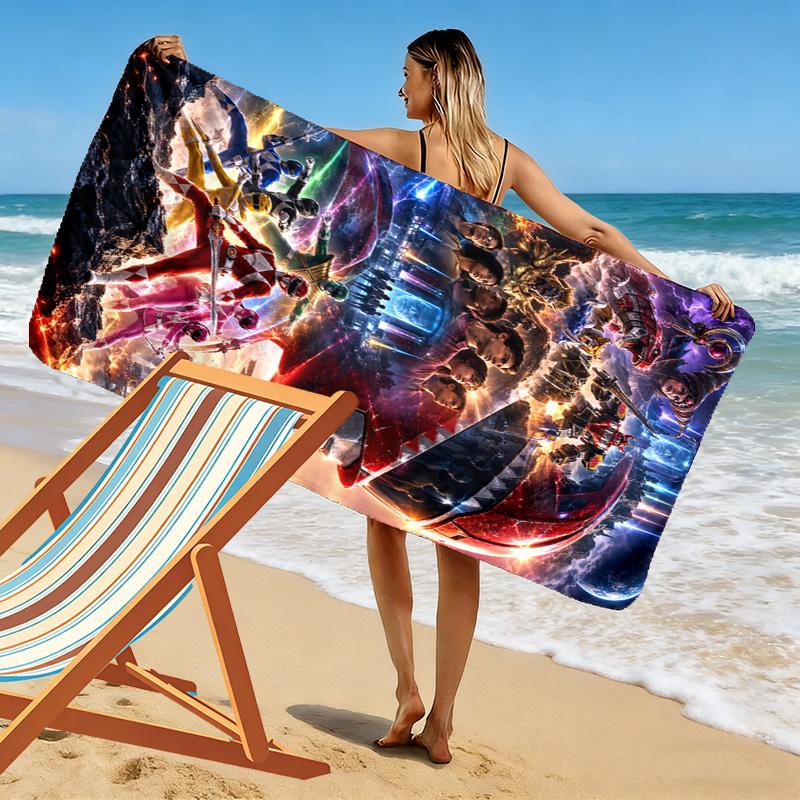 Power Rangers Print Beach Towel, Large Soft Quick Dry Towel for Beach Camping Swimming