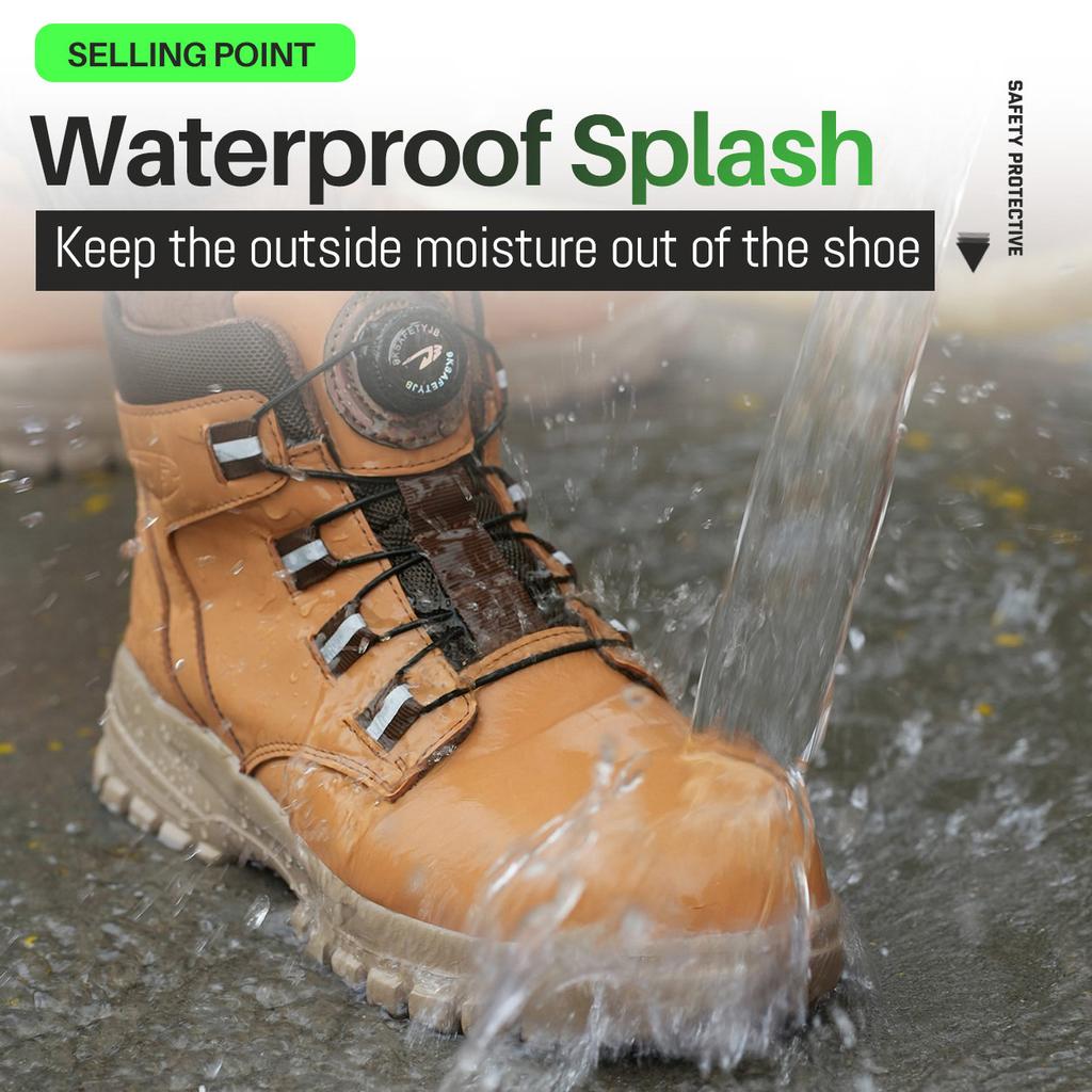 Leather Non Slip Work Boots for Men Rotating Button Safety Shoes Steel Toe Sneaker Male Puncture Proof Protective Boots